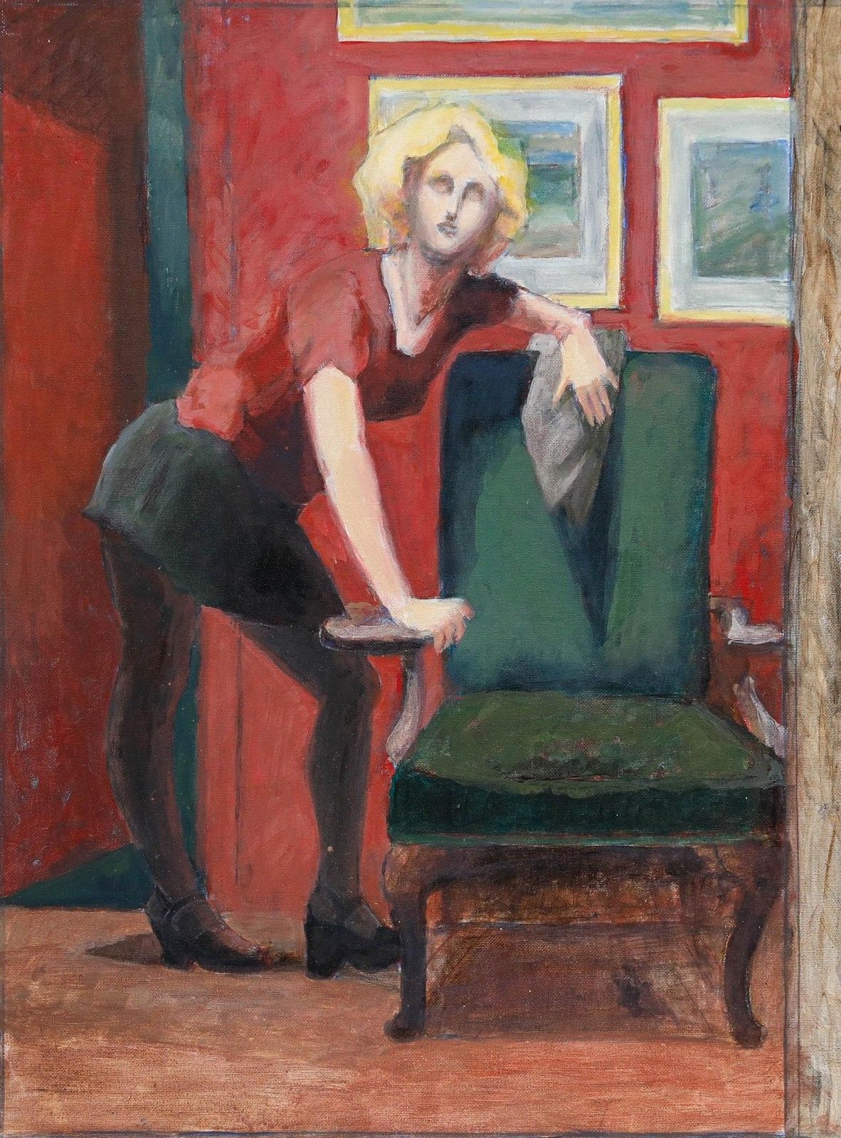 Pauline Plummer (B.1933) 20th Century Oil, Model At The Rws photo furniture