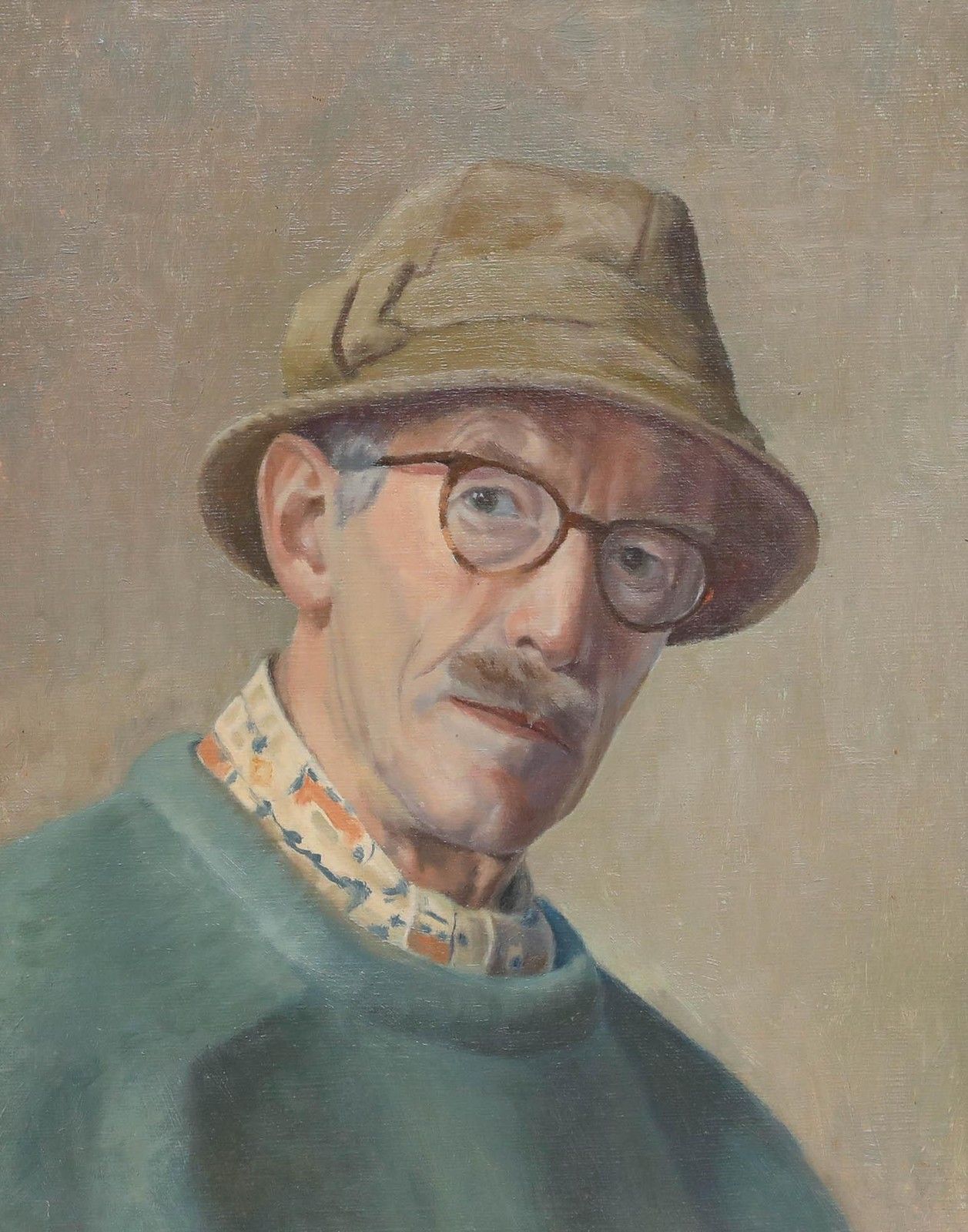 W. H. Plummer (B.1933) Framed 20th Century Oil, Self Portrait photo furniture