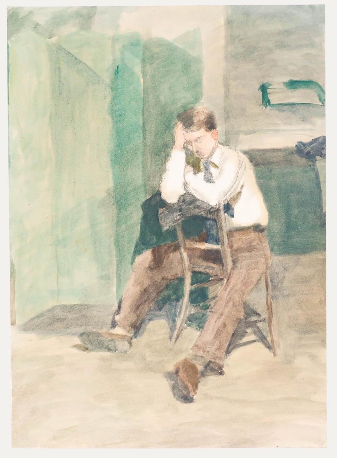 Pauline Plummer (B.1933) 20th Century Watercolour, Boy Seated