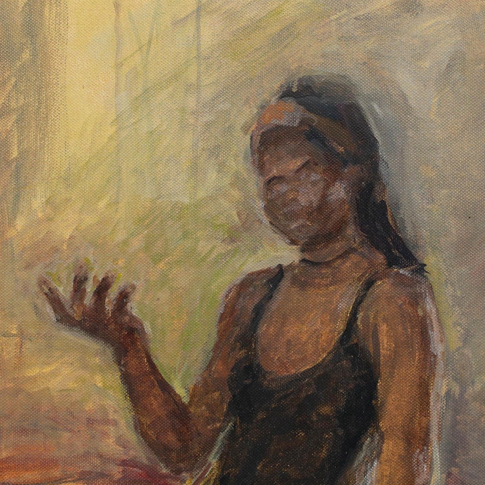 Pauline Plummer (B.1933) Contemporary Oil, A Conversation photo 395.0