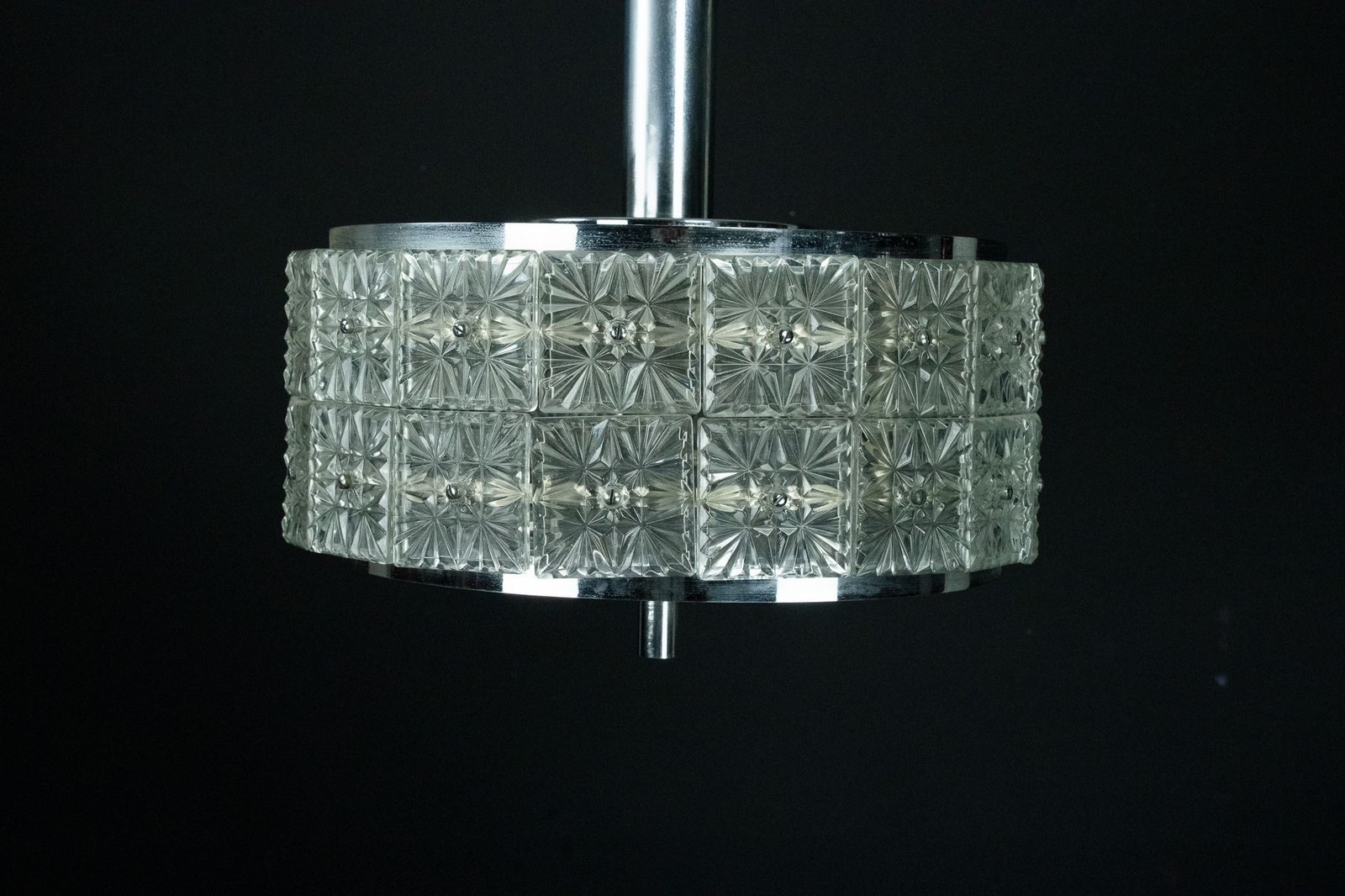 Vintage Kinkeldey Crystal Glass And Chrome Chandelier. Germany 1960s photo 1300.0
