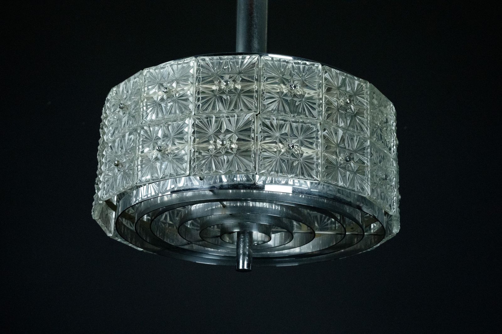 1300.0 Vintage Kinkeldey Crystal Glass And Chrome Chandelier. Germany 1960s photo