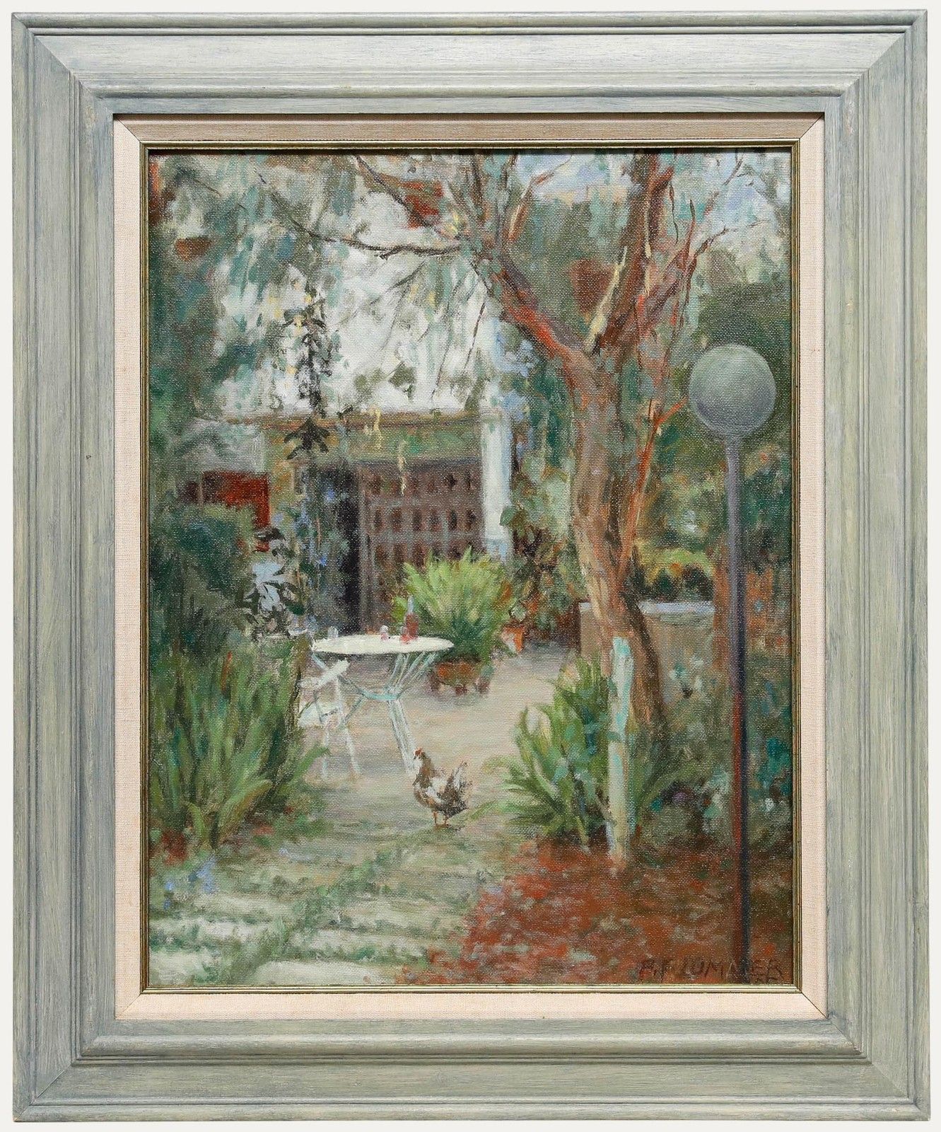 Pauline Plummer (B.1933) 20th Century Oil, Mallorcan Courtyard