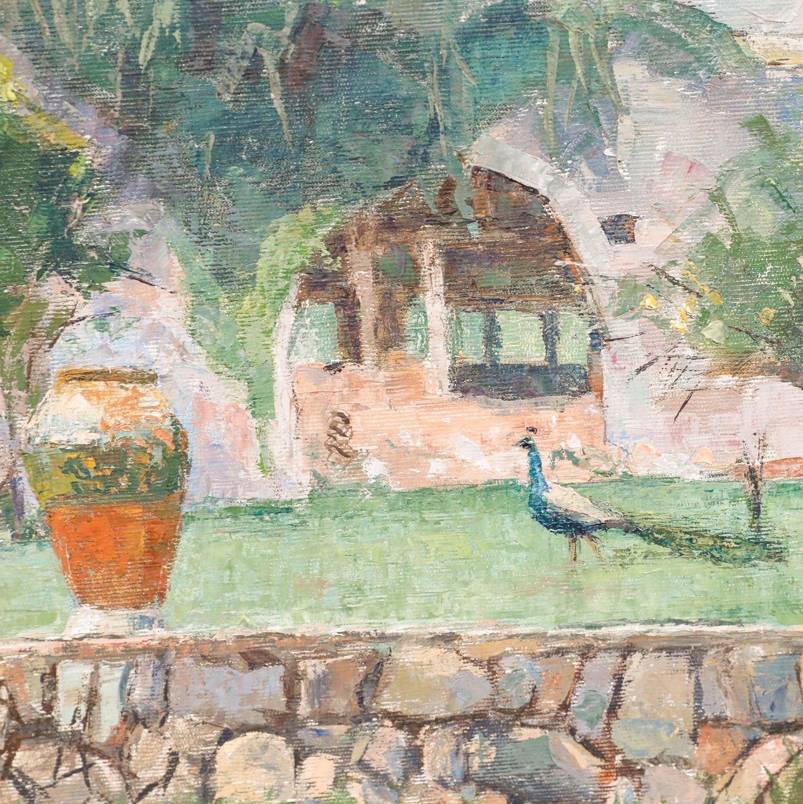 Pauline Plummer (B.1933) 20th Century Oil, Peacock Garden photo Art