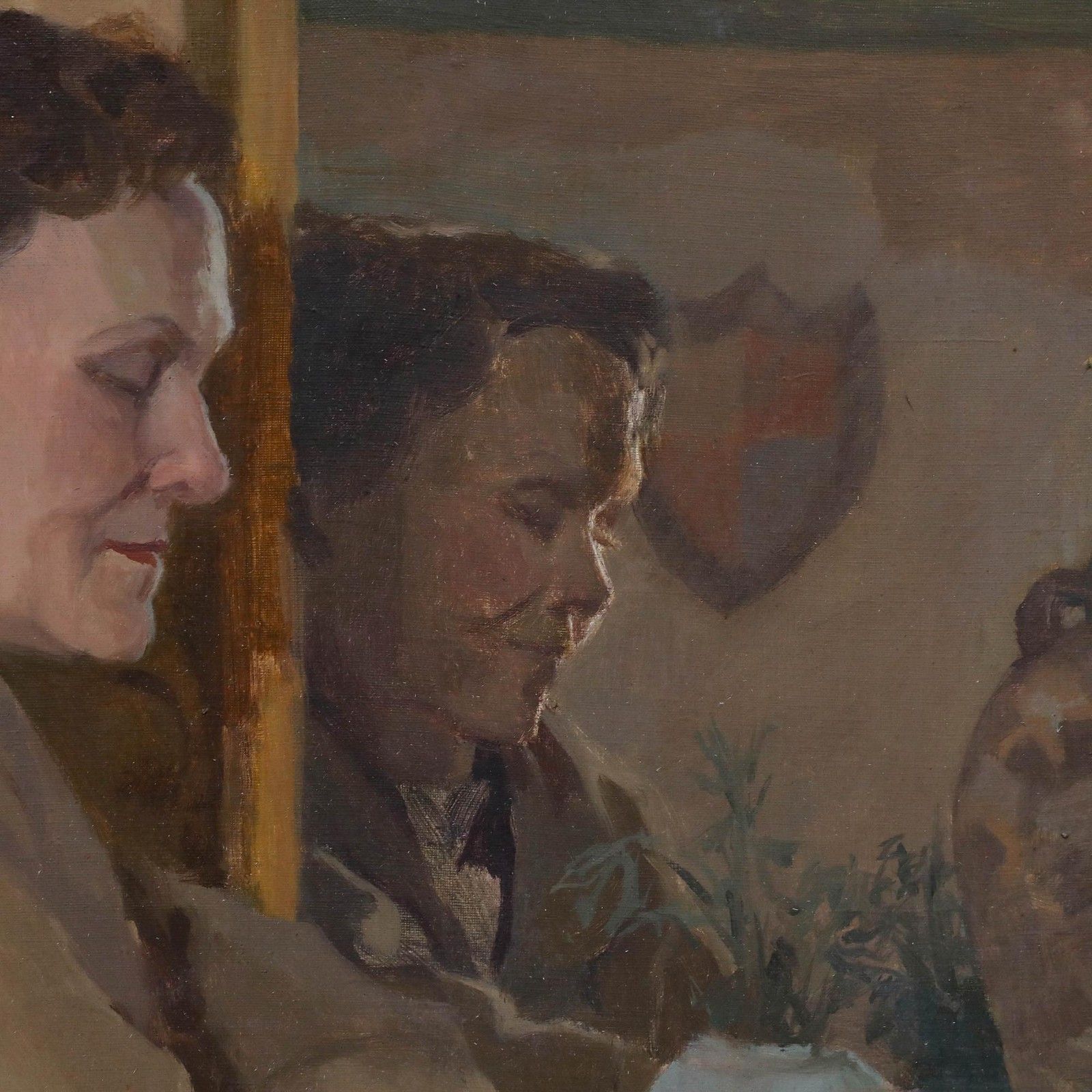 Pauline Plummer (B.1933) 20th Century Oil, Woman In The Mirror photo Art