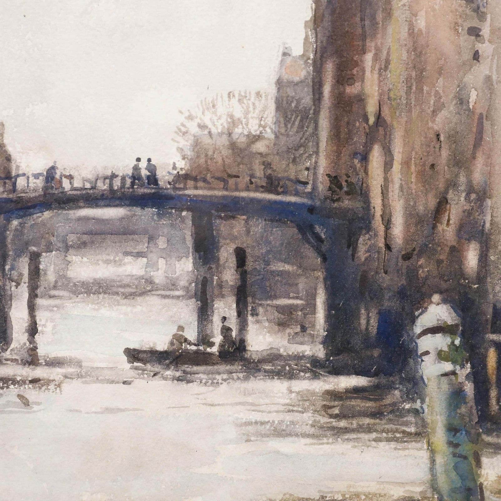 George Graham (1881 1949) 1913 Watercolour, A River In Dordrecht photo Art
