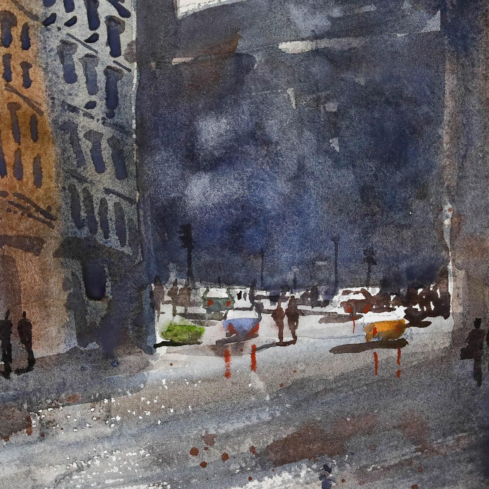 Daniel Nichols Contemporary Watercolour, Tyne Bridge Crossing photo for sale