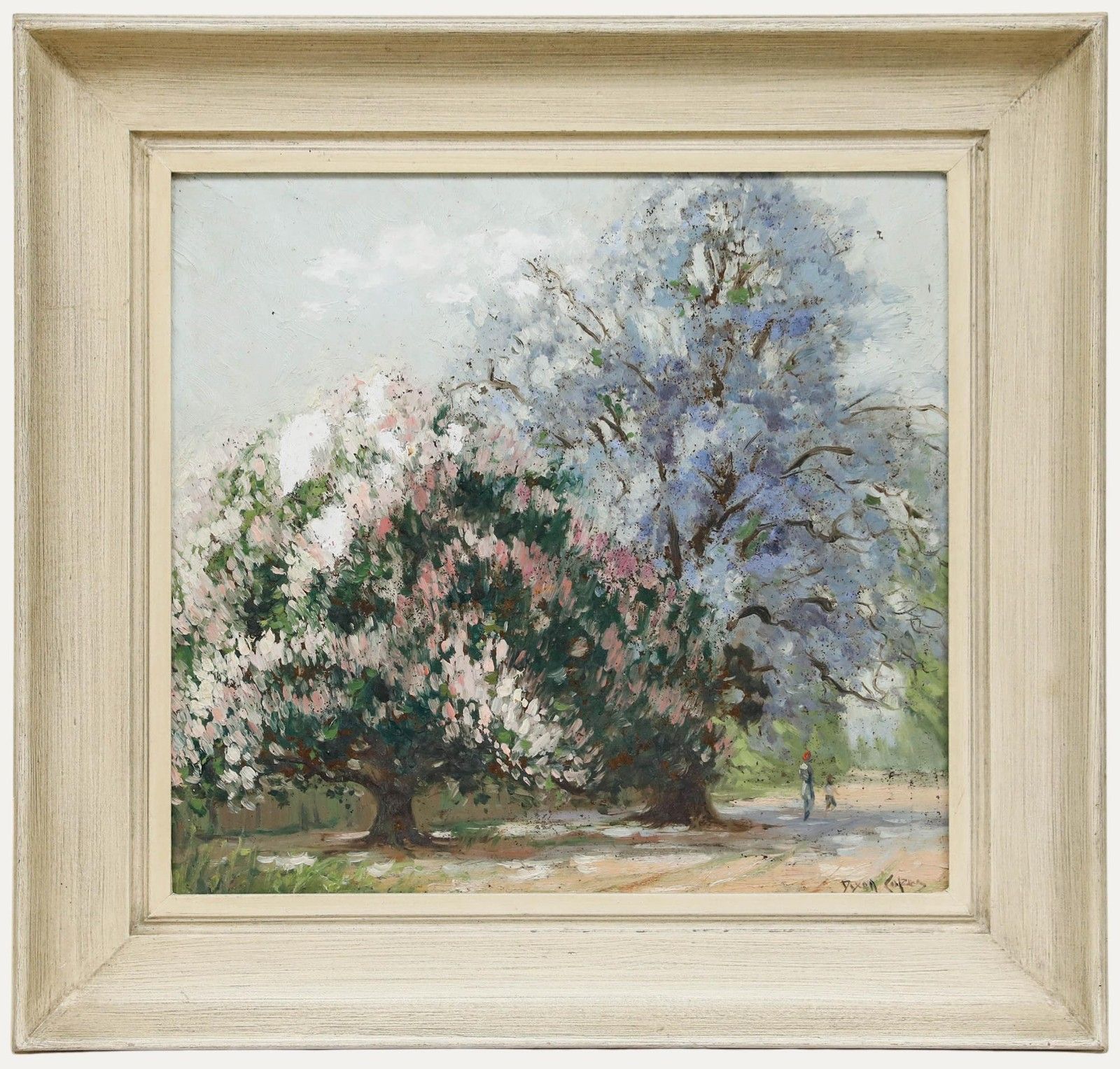 Dixon Copes (1914 2002) Australian School Oil, Beneath Jacaranda Trees