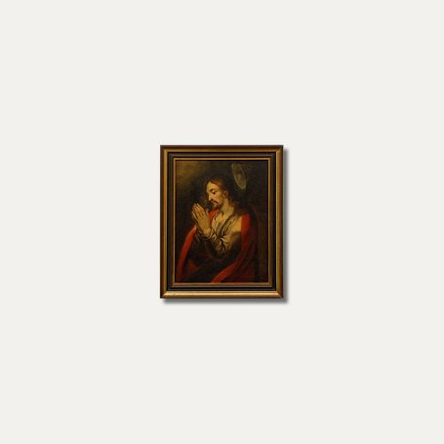 French School 19th Century Oil Christ In Prayer photo vinterior