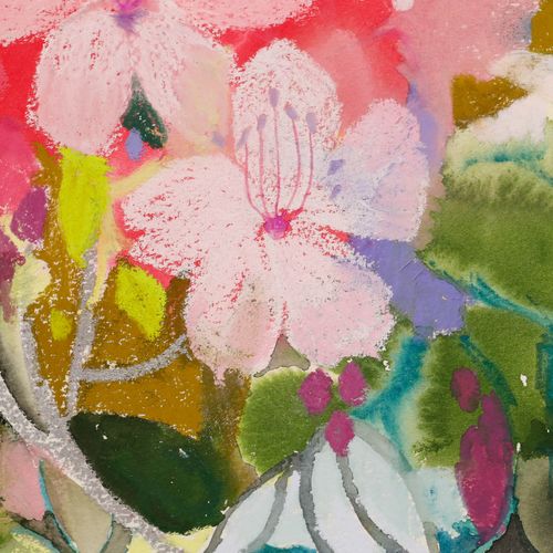 Nola Armstrong 20th Century Pastel, Hibiscus Plant photo Art