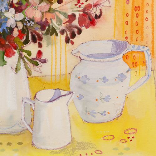 Nola Armstrong 20th Century Watercolour, Jug Of Wildflowers photo Art