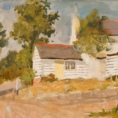 Alan Stenhouse Gourley (1909 1991) Oil, Clapboard House With The Yellow Door photo 325.0