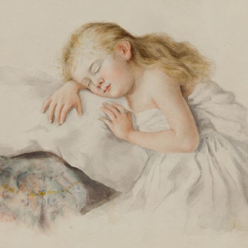 French School 19th Century Watercolour Sweet Dreams photo Art