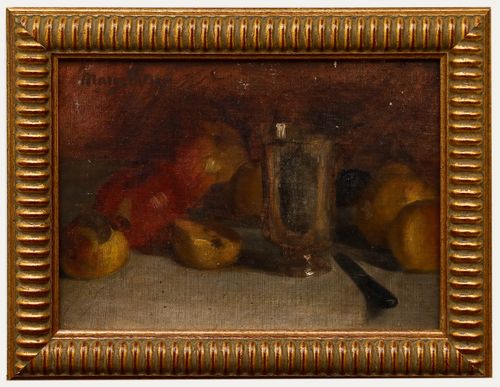 Marguerite Putsage (1868 1946) Early 20th Century Oil, Sliced Apples