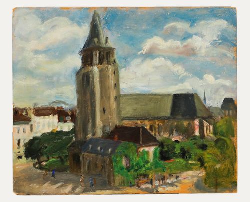 Cecile Hertz Eyrolles (1875 1974) 20th Century Oil, View Of The Church photo furniture