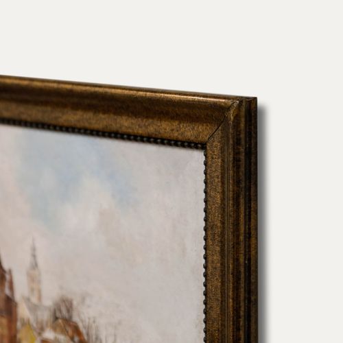 Adrie Van Bruggen Framed 20th Century Oil, Dutch Town In Winter photo 195.0