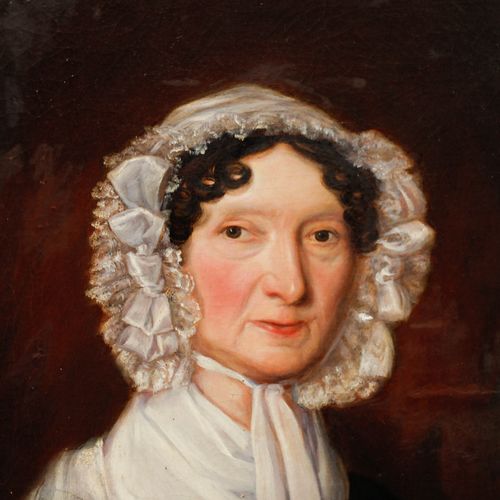 19th Century Oil Lady With A Pocket Watch Chain photo Art