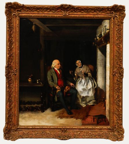 Circle Of David Wilkie (1785 1841) Oil, Conversation By The Fire
