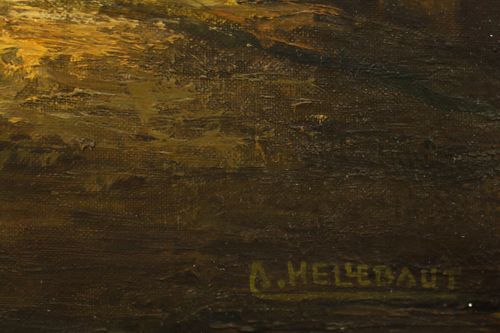 Arthur Hellebaut (B.1927) 20th Century Oil, The Street At Midnight photo vinterior