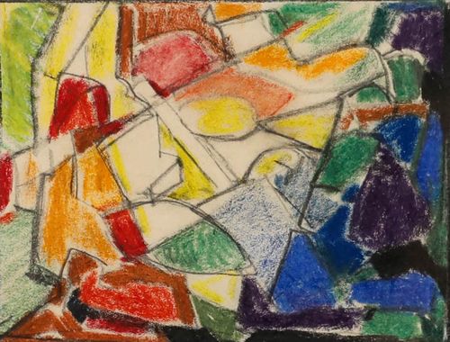August Ludwig Schmitt (1882 1936) Pastel, Abstract Stained Glass II photo furniture