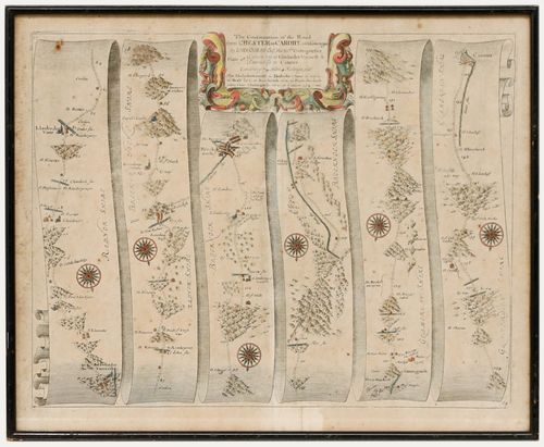 John Ogilby 18th Century Etching, Road From Chester To Cardiff
