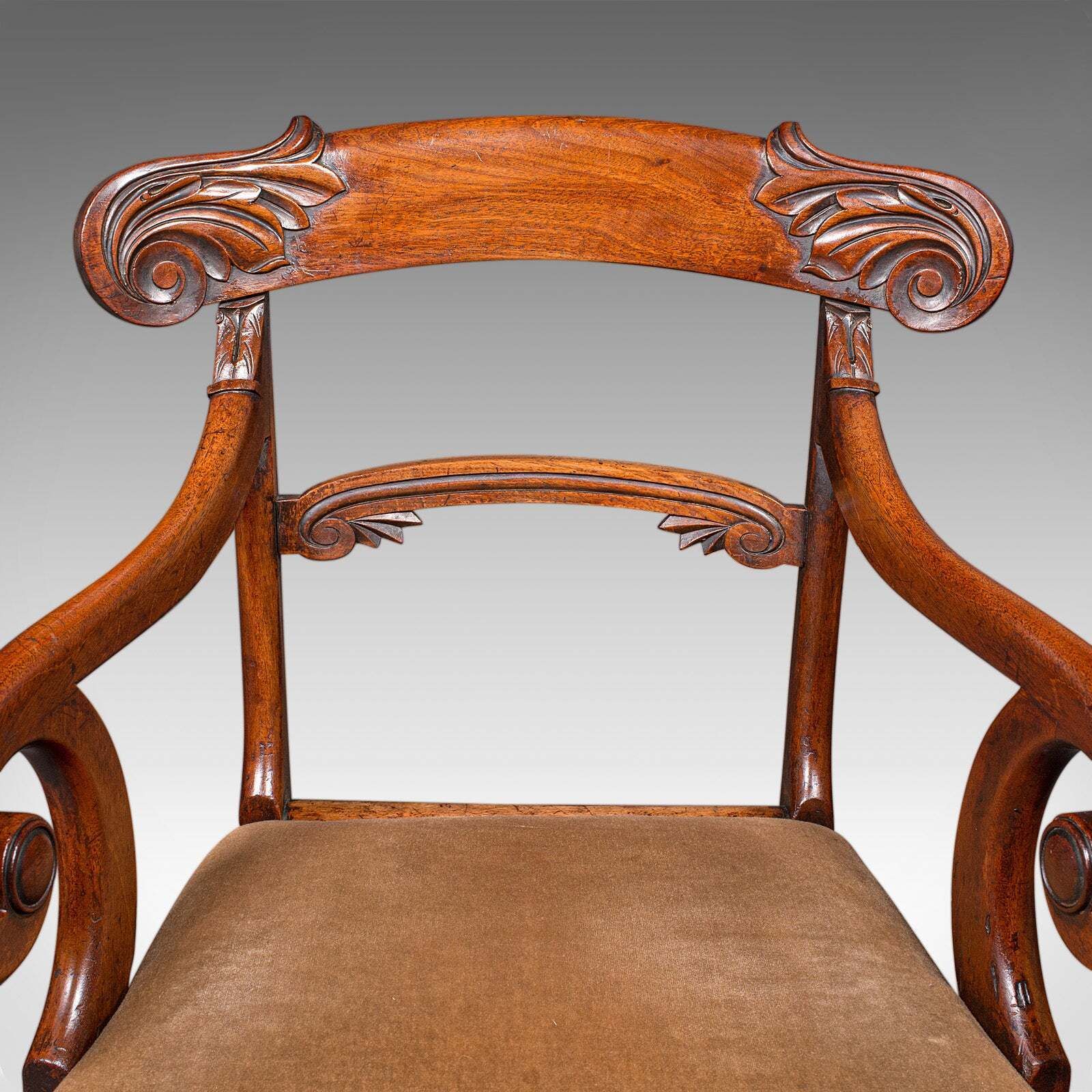 photo furniture Pair Of Antique Morning Room Chairs, English, Elbow Seat, Regency, Circa 1820