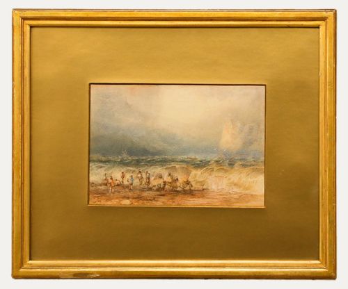 S. Corner Late 19th Century Watercolour, Coastal Landscape With Nymphs Bathing