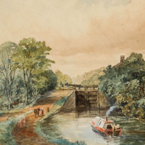William H Ward Heys (1836 1910) Watercolour, The Old Ship Canal, Manchester photo Art