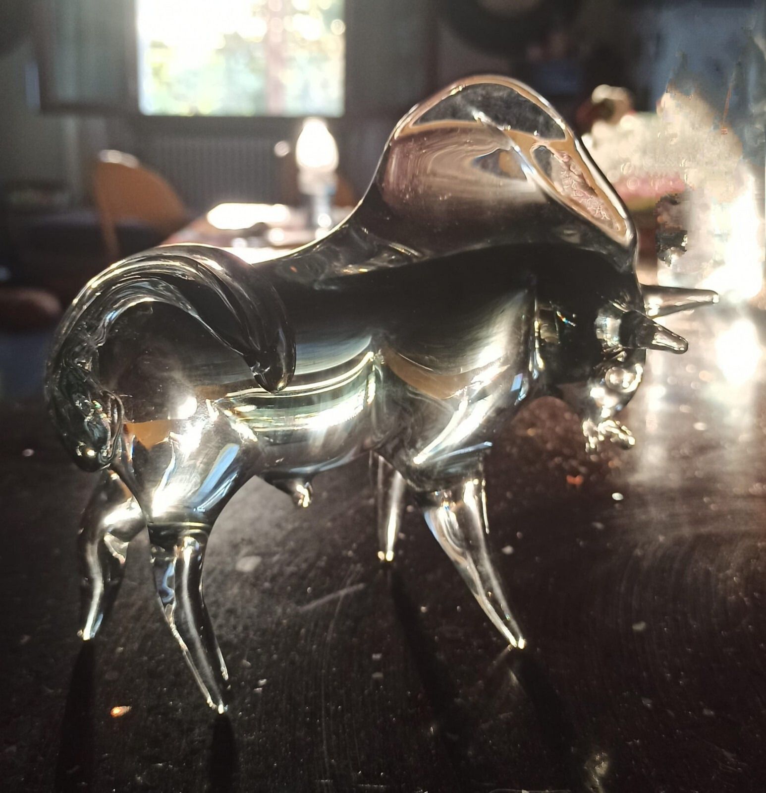 Murano Glass Bull Handmade Sculpture Vintage, Italy Venice photo for sale