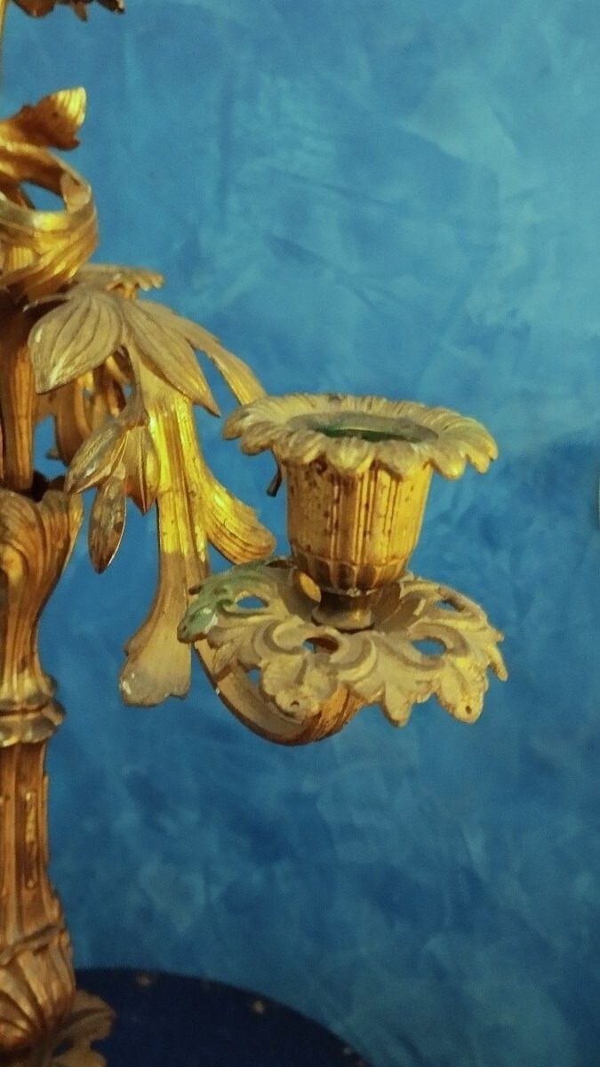 Candelabra 4 Lights Antique Gilded Bronze 19th Century Candlestick photo buy
