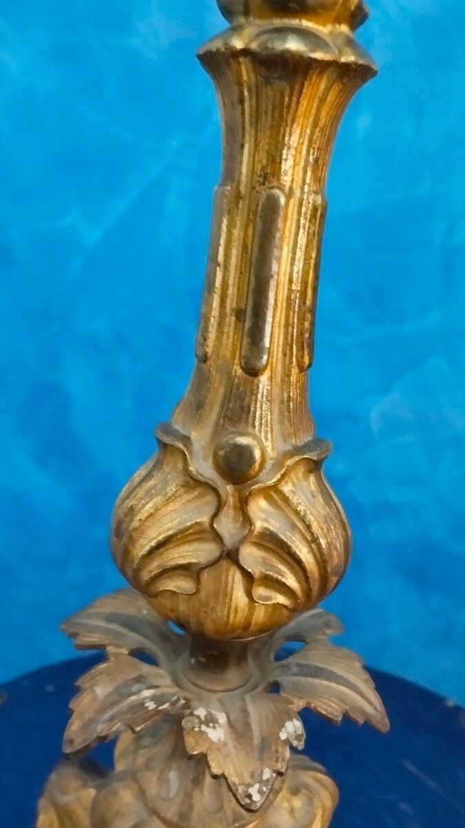 Candelabra 4 Lights Antique Gilded Bronze 19th Century Candlestick photo vintage