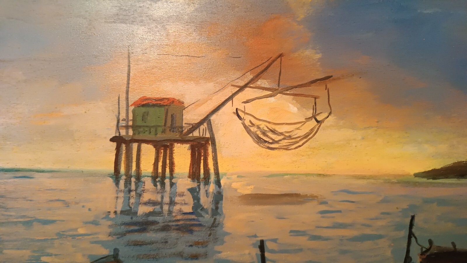 Oil Painting On Canvas 1970s Mouth Of The Arno Pisa photo 143.0