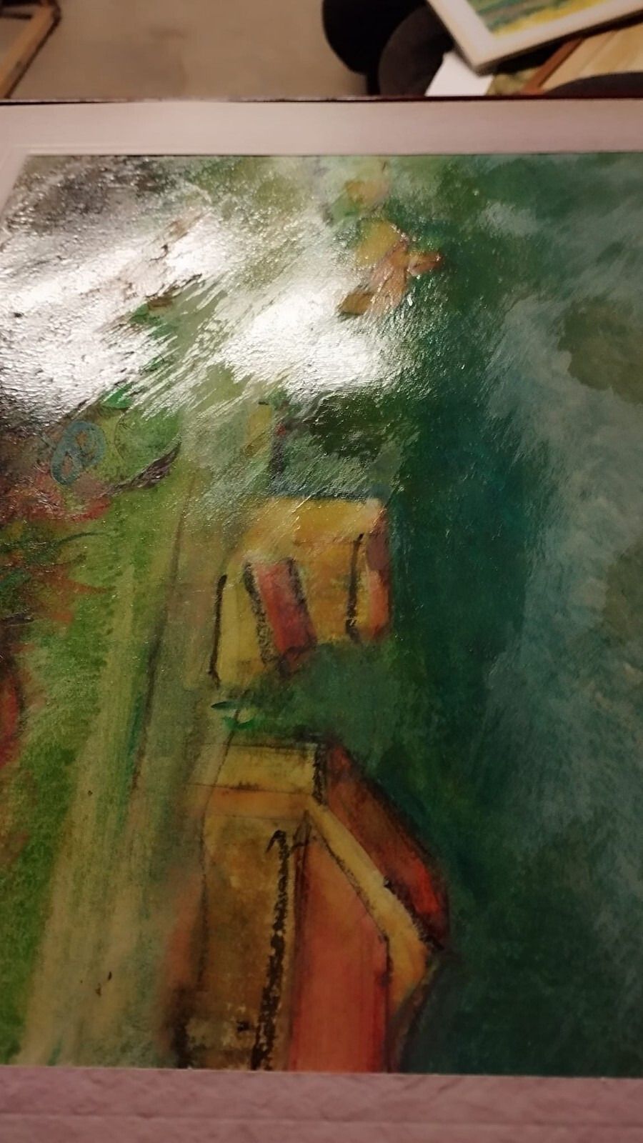 93.0 Painting Drawing Mixed Technique Vinicio Olivieri Landscape Tuscan Farmhouses photo