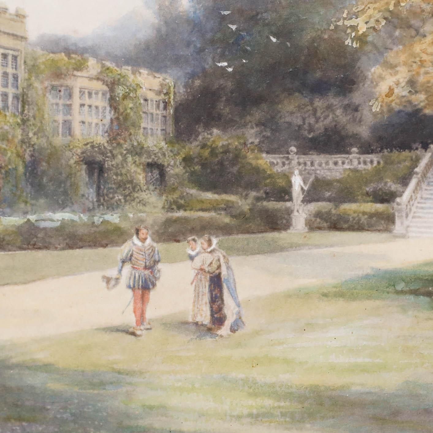 Charles F. Allbon (1856 1926) Watercolour, Haddon Hall In The Olden Time photo Art