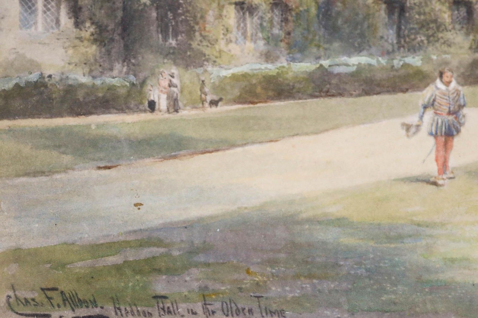 Charles F. Allbon (1856 1926) Watercolour, Haddon Hall In The Olden Time photo vinterior