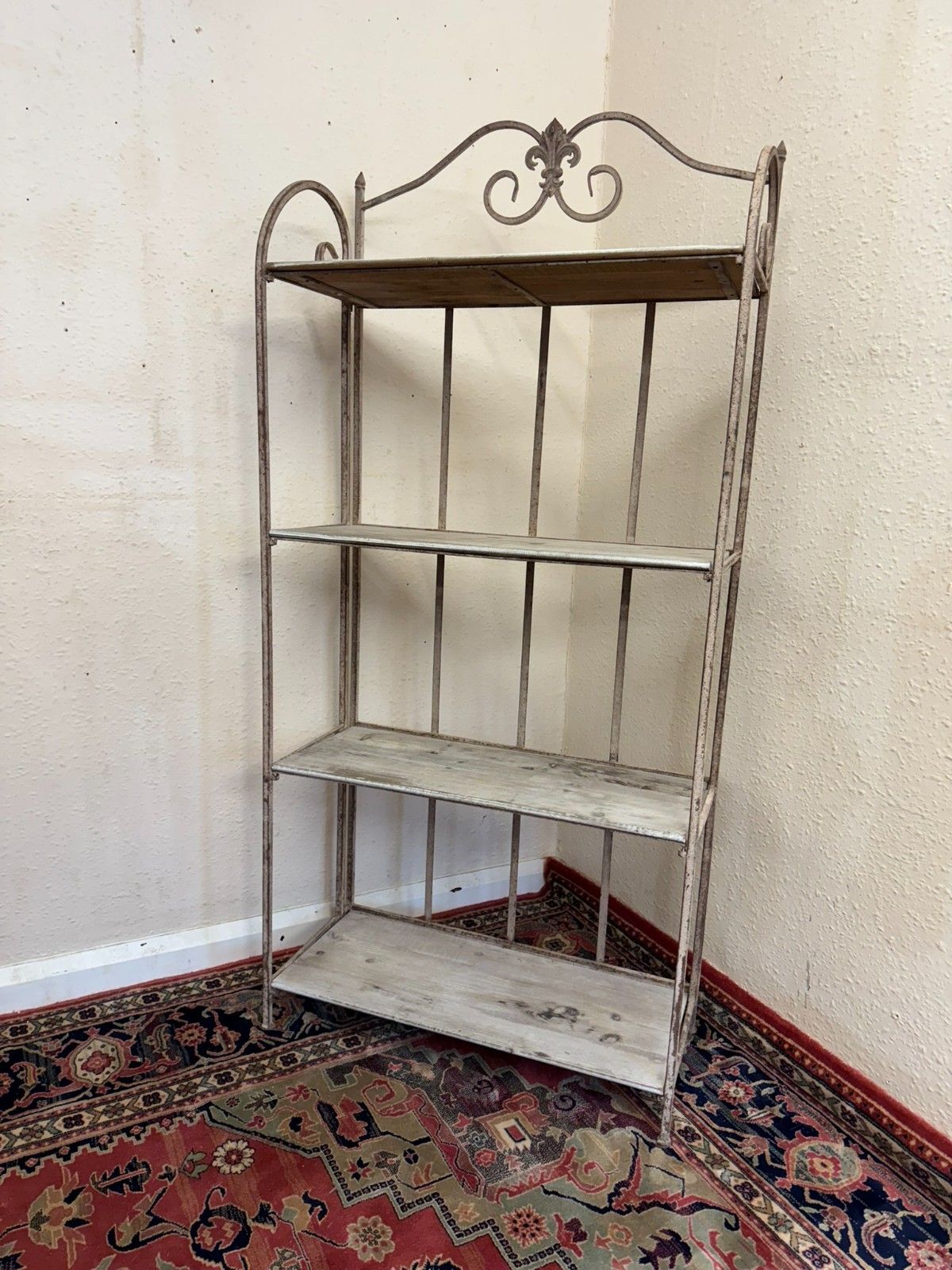 French Metal And Wood Folding Four Shelf Stand photo furniture