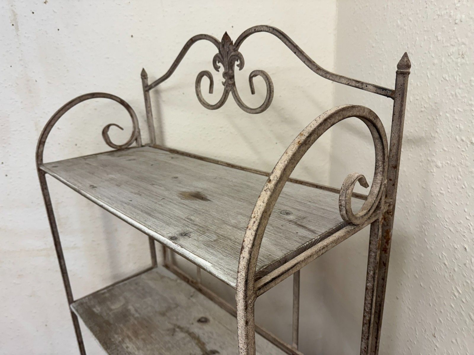 photo furniture French Metal And Wood Folding Four Shelf Stand