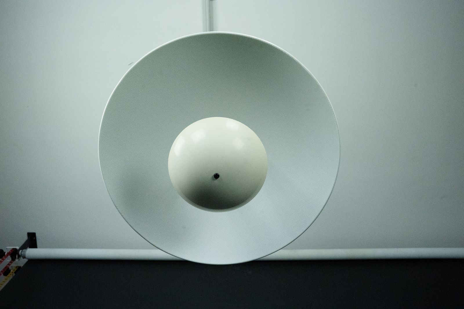 Vintage 1990s White Pendant Lamp With Glass Top Shade. Italy photo vinterior