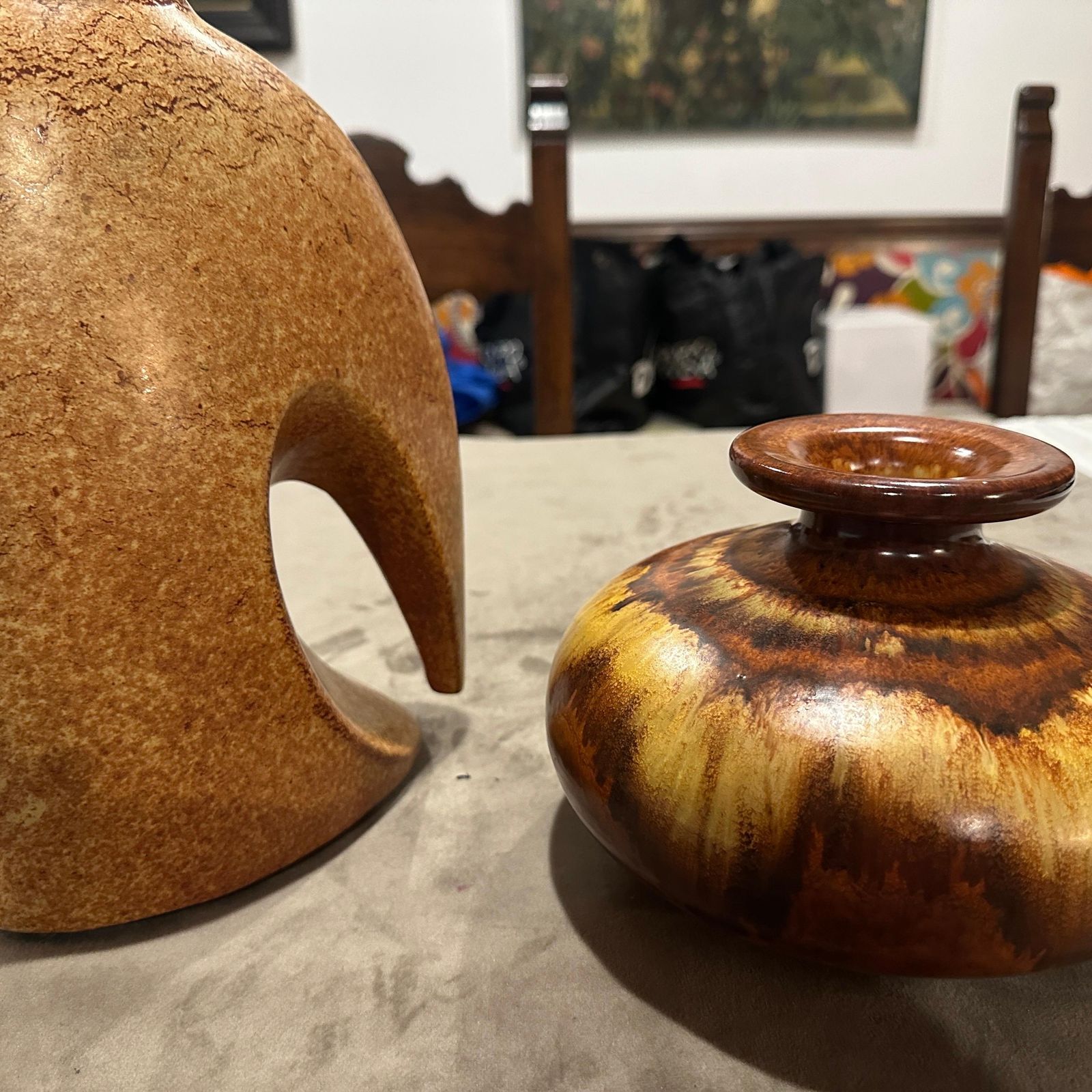 Two 1970s Modernist Brown Ceramic Italian Vases By Giovanni Bertoncello photo 544.0