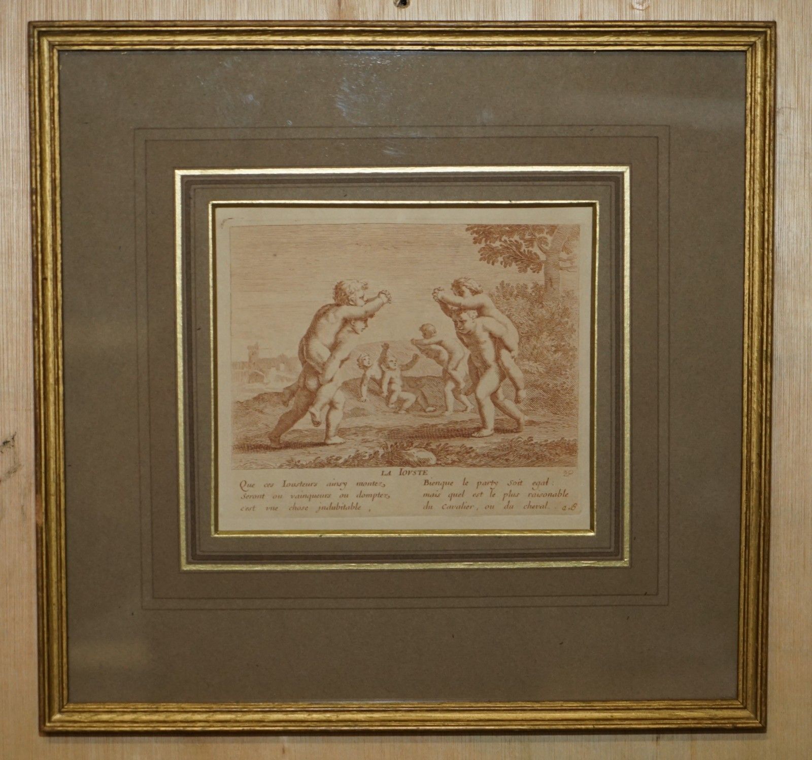 1750 Suite Of 12 Copper Plate Engravings Of Sepia Of Amorini "Cherubs At Play" photo vintage