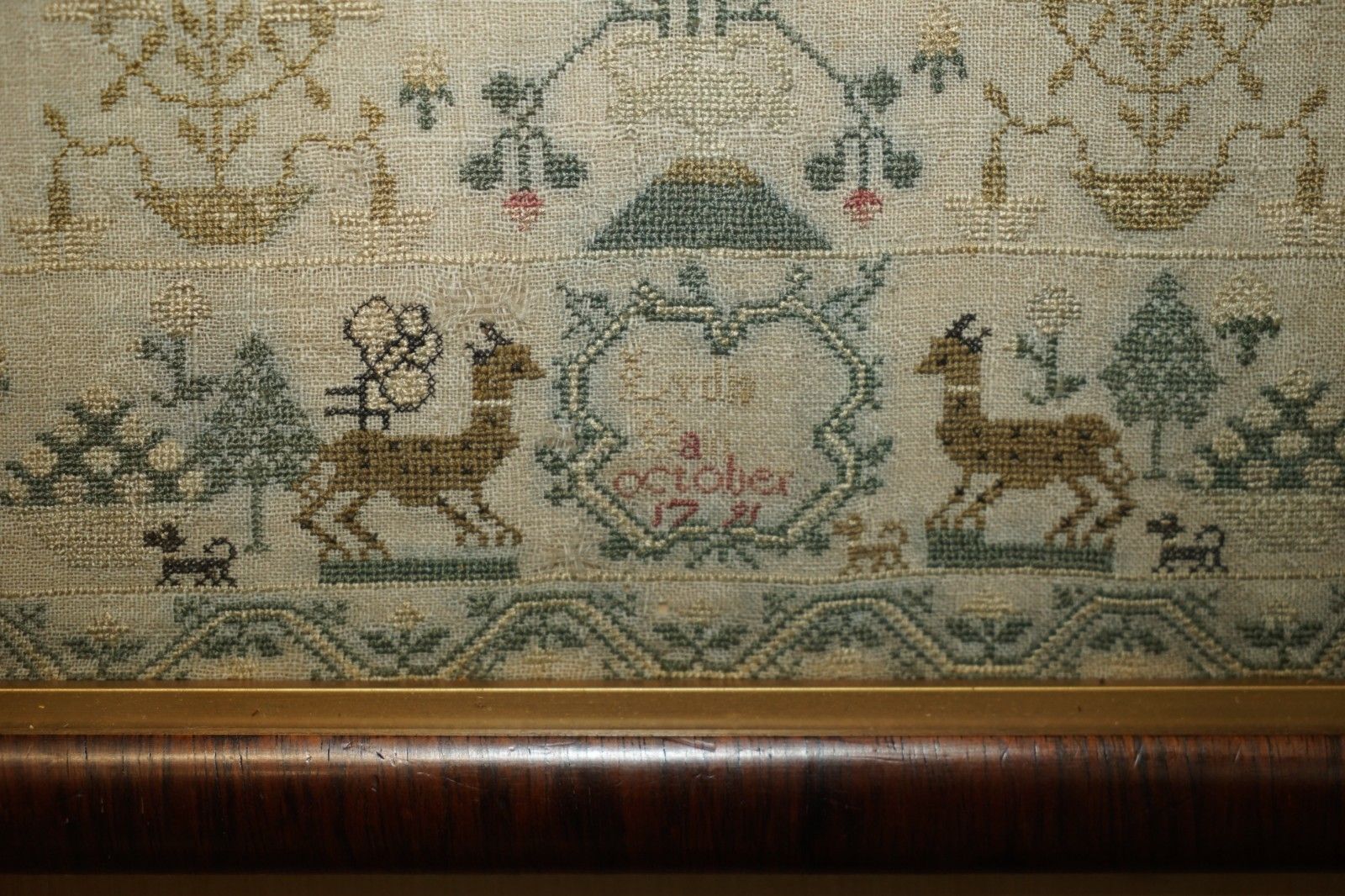 Collectable Antique Antique 1791 George III Needlework Sampler Original Stamped photo Textiles