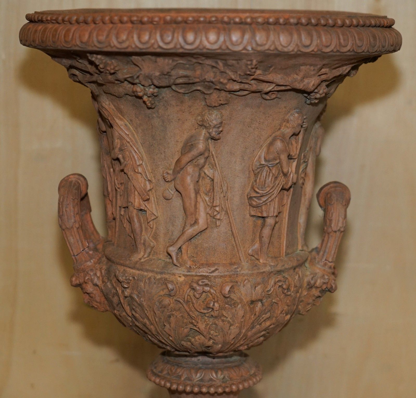 2950.0 Antique Pair Of 1880 Medicis Frescoes Of Greek Mythology Terracotta Plant Vases photo