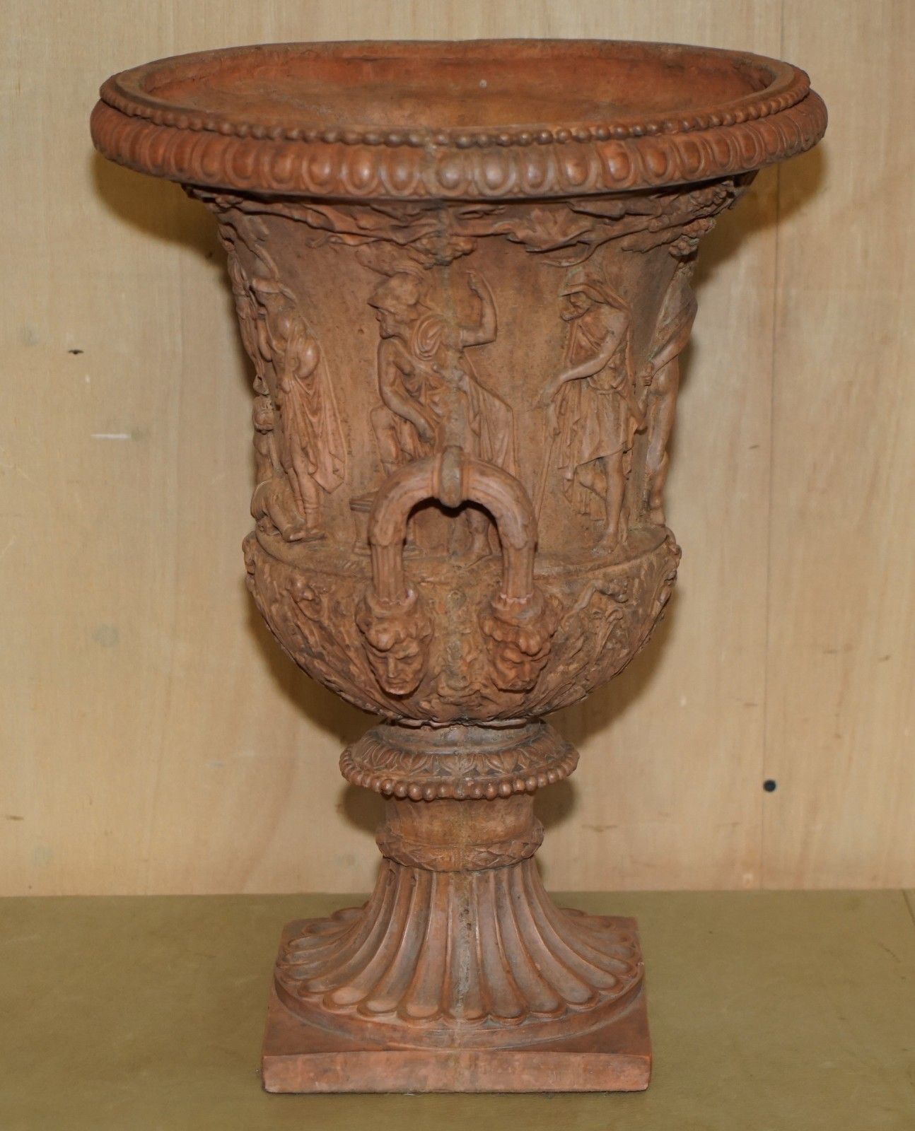 photo buy Antique Pair Of 1880 Medicis Frescoes Of Greek Mythology Terracotta Plant Vases