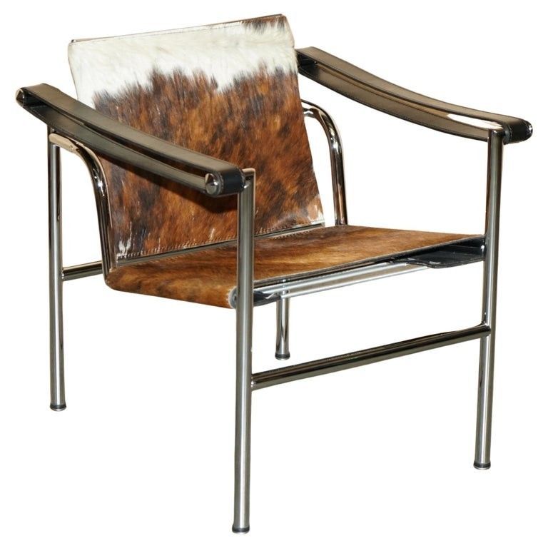 Designer Vintage Mid Century Modern Le Corbusier Cassina Lc1 Pony Hide Armchair