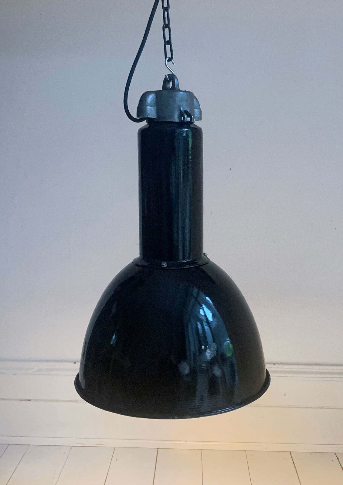 Vintage Industrial Black Enamel Pendant Lamp By Elektrosvit, 1950's / Soviet Era photo furniture