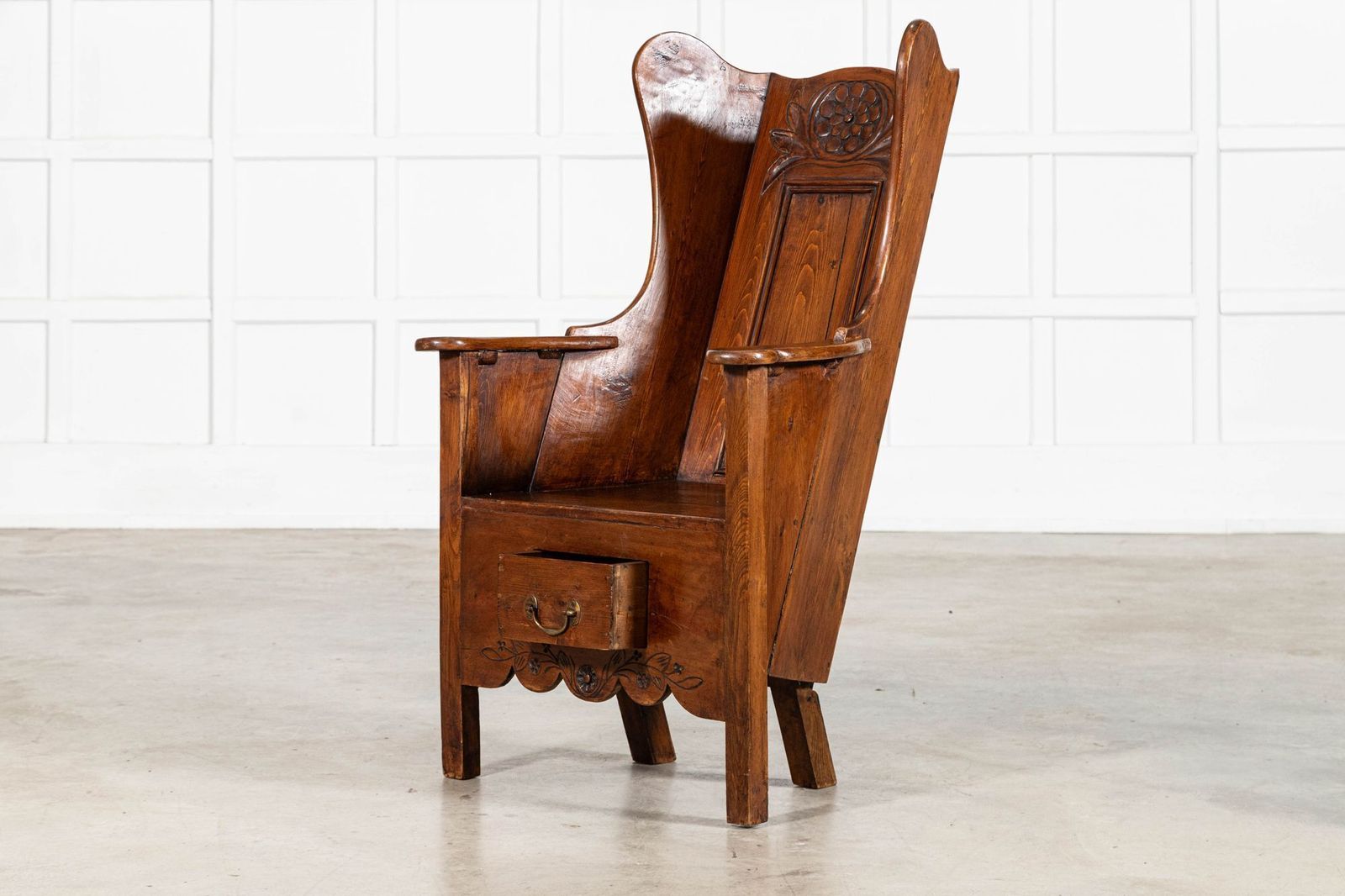 Early 18thc Oak & Pine Carved Lambing Chair photo 4198.0