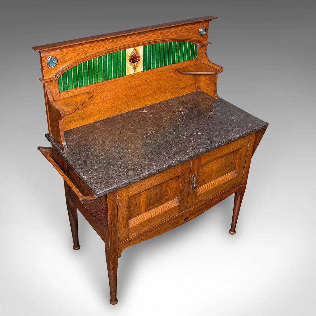 Antique Townhouse Washstand, English, Arts & Crafts, Bathroom Cabinet, Victorian photo vintage