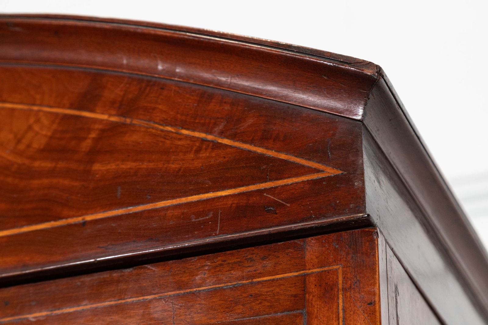 Furniture Georgian English Arched Mahogany Inlaid Linen Press photo