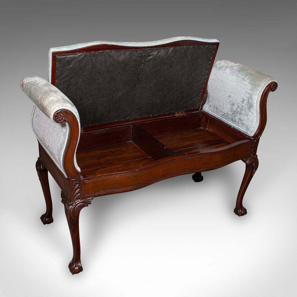 Antique Window Seat, English, Walnut, Duet, Bench, Georgian Revival, Edwardian photo furniture
