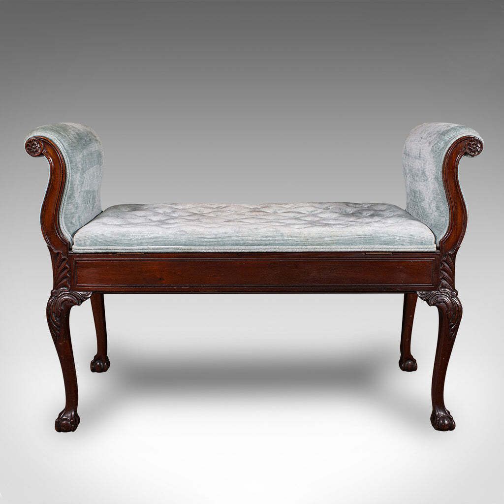 Antique Window Seat, English, Walnut, Duet, Bench, Georgian Revival, Edwardian photo 2702.0